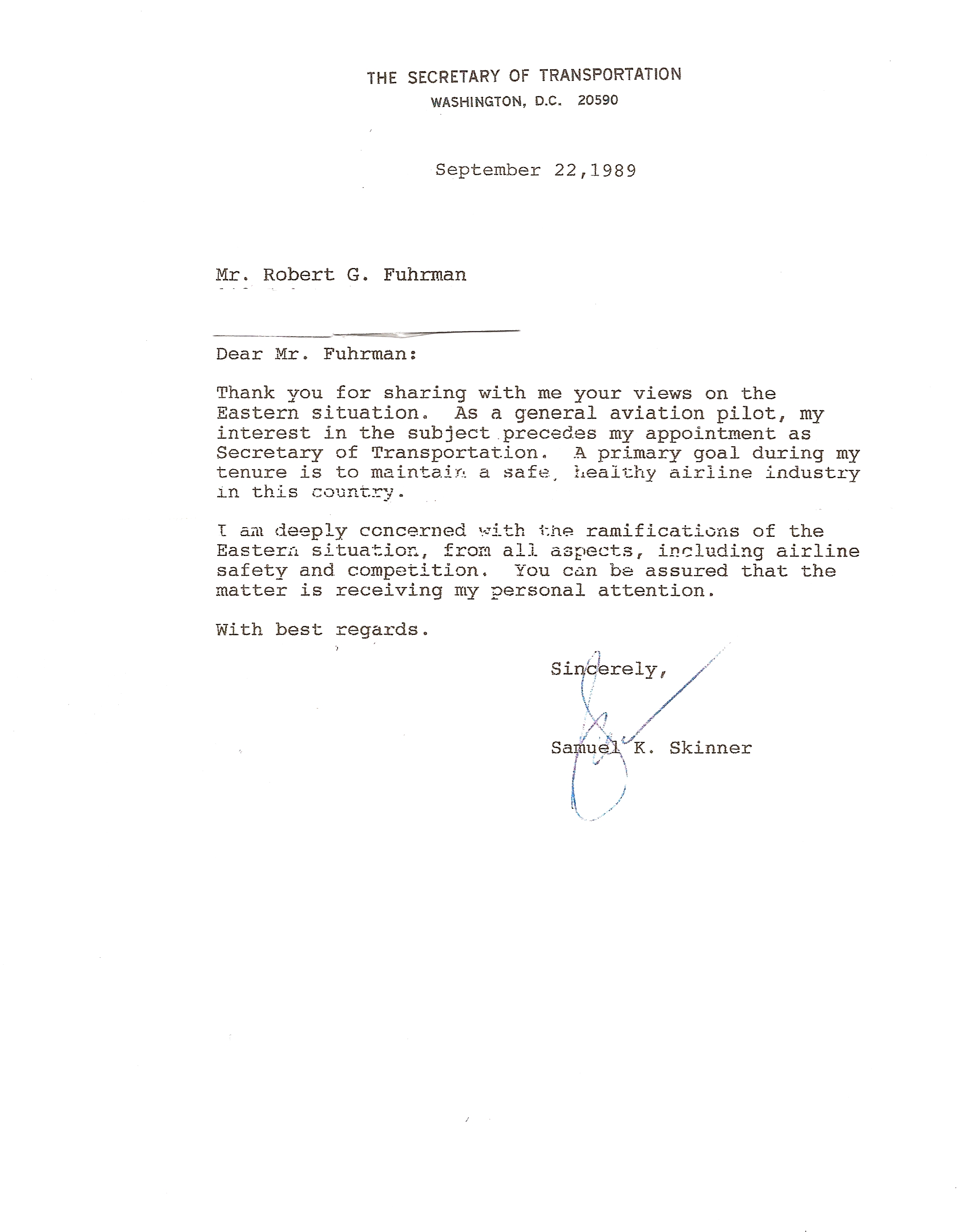 Skinner Letter